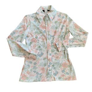 Vintage Jack Winter Pale Muted Floral Watercolor Blouse S